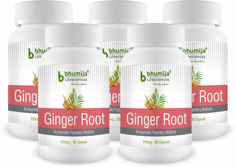 Bhumija Lifesciences Ginger Root Capsules 60's - (Pack of Five)  (5 x 60 No)