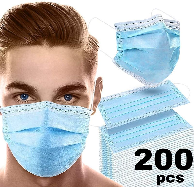 WELLRIGHT FM-200-6 BLUE 3 Ply Pharmaceutical 3 layered Surgical Face mask anti pollution - anti viral Mask soft Ear-loops Mask Disposable Surgical Mask Surgical Mask  (Free Size, Pack of 200, 3 Ply)