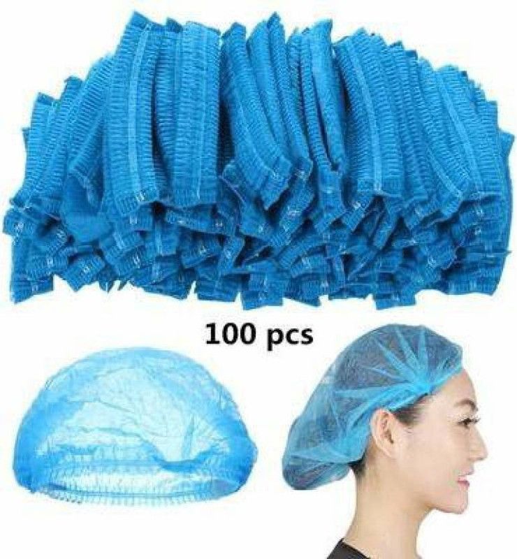 B S NATURAL Disposable Nonwoven Bouffant Caps Hair Net Cape For Hospital Pack of 100 Surgical Head Cap  (Disposable)