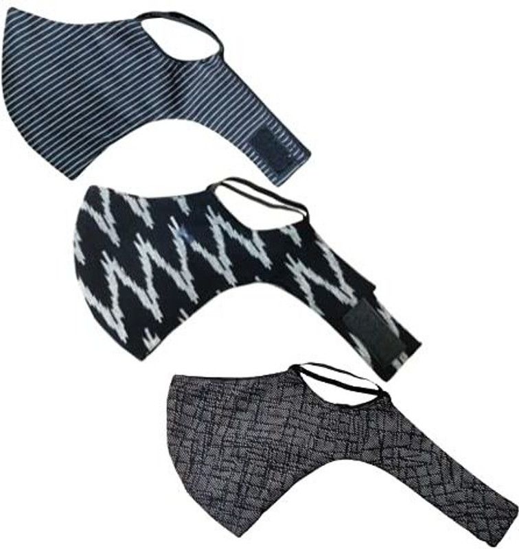 shaila's couture New Printed Sports Gym Workout Face Masks (PACK OF 3) - for Men, with Neck Strap, Nose Wire (Black Prints 1) a 64 Washable, Reusable Cloth Mask  (Multicolor, Free Size, Pack of 3)