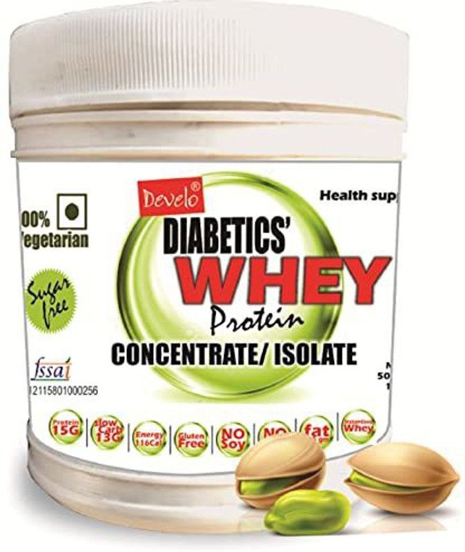 DEVELO Whey protein for diabetics sugar free protein powder for diabetes care Whey Protein  (500 g, ELAICHI PISTA)