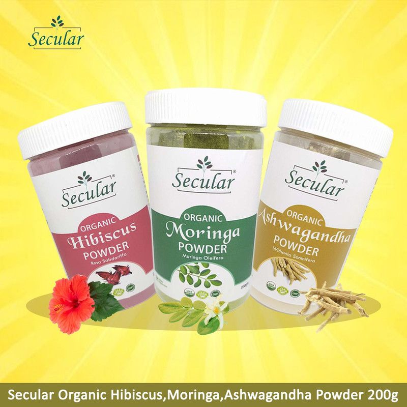 Secular Organic Herbal Powders To Built Strong Immune  (3 x 200 g)
