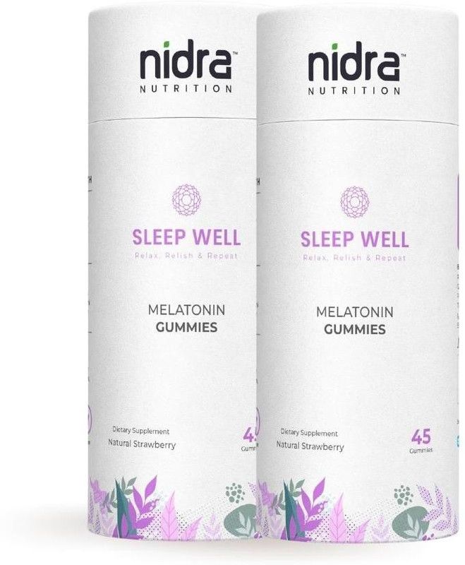 Nidra Nutrition 2 Pack 5mg Melatonin Sleep Well Gummies  (2 x 45 mg)