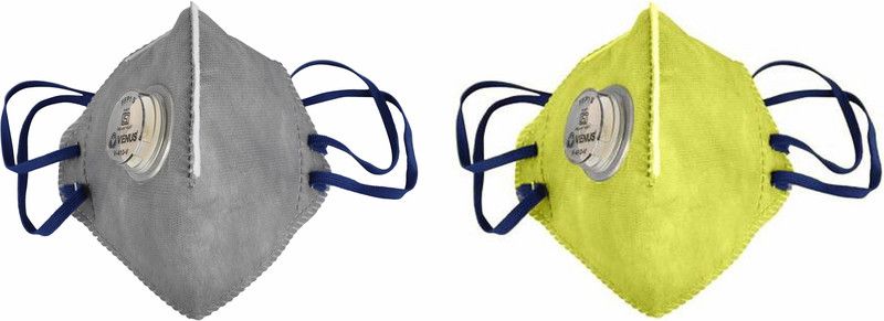HERBAL AID Reusable & Washable Mask v Grey & Yellow Mask_2 Reusable, Washable  (Free Size, Pack of 2)