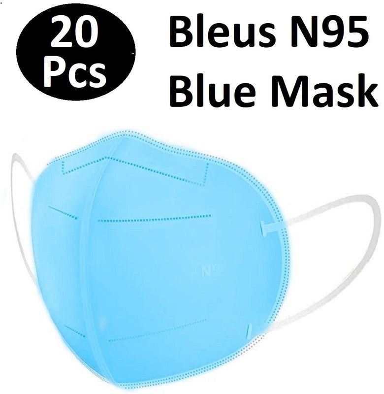 Bleus Certified N95 Mask Reusable Anti - Pollution , Anti - Virus Breathable Face Mask with Nose Pin BN95BL Water Resistant, Reusable, Washable  (Blue, Free Size, Pack of 20)