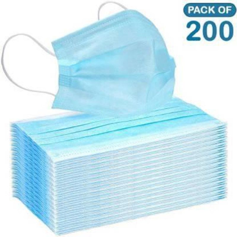 NDA 3 ply mask/3 layered mask with melt blown fabric. face mask with nose pin FACE MASK Surgical Mask With Melt Blown Fabric Layer 3 ply mask Surgical Mask With Melt Blown Fabric Layer  (L, Pack of 200, 3 Ply)