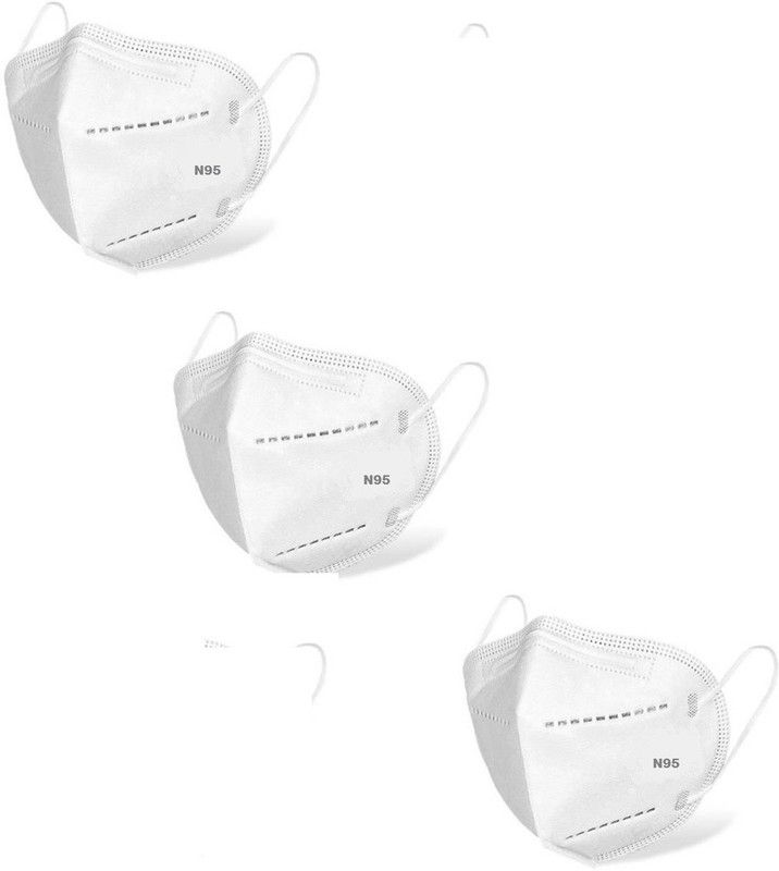 KIARVI GALLERY N95 Mask N95 3S Reusable, Washable, Breathable, Anti-Pollution & Anti Virus 5 Layers Protection Respirator With Melt Blown Fabric Face Mask For Men Women and Kidz  (White, Free Size, Pack of 3)