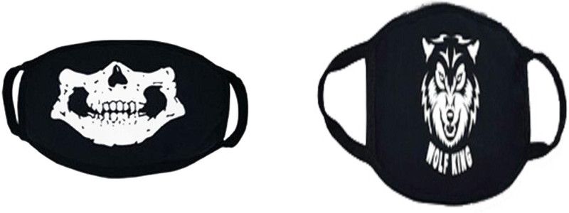 VRITRAZ Pollution Face Mask Black for Man Skull Wolf  (Black, Free Size, Pack of 1)