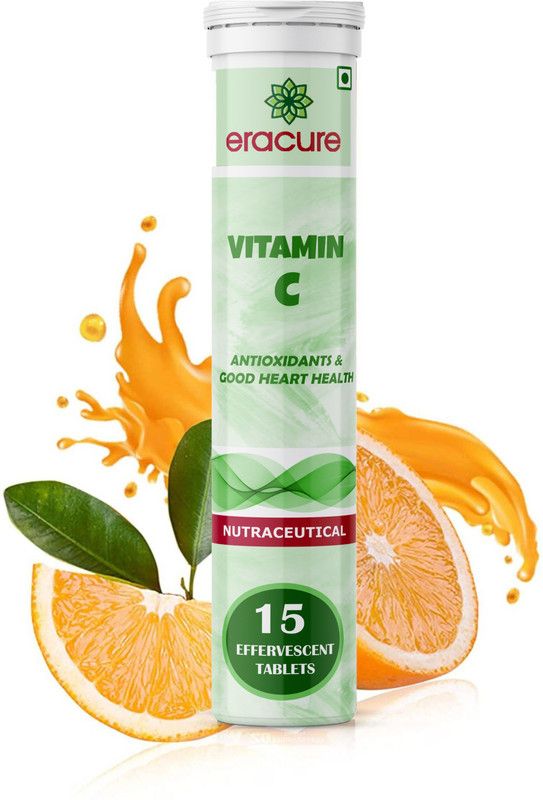 EraCure Nutrition Natural Vitamin C 1000mg - 15 Effervescent Tablets Orange Flavour  (15 Tablets)