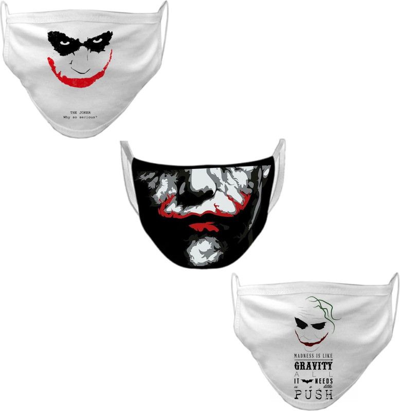 ELEGANT FOX Joker JOKER Reusable, Washable Cloth Mask  (Multicolor, Free Size, Pack of 3)