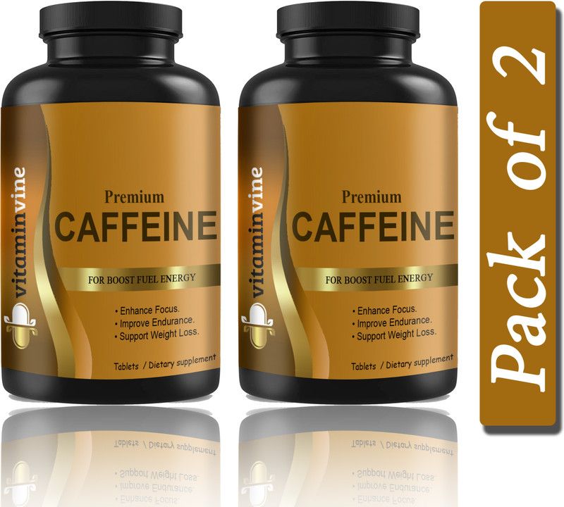 Vitaminvine Caffeine 200mg Supports Focus, Energy, Endurance Tablets (D188)  (2 x 60 Tablets)