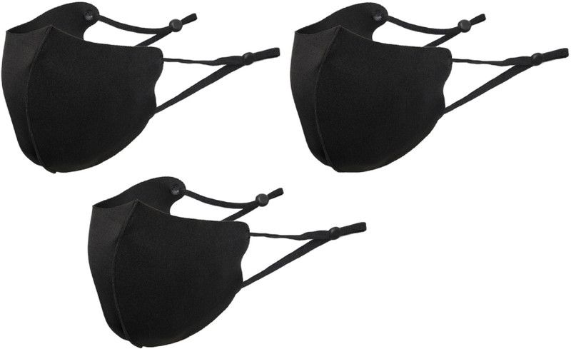 ZACHARIAS 17536 Washable, Reusable Cloth Mask  (Black, Free Size, Pack of 3)