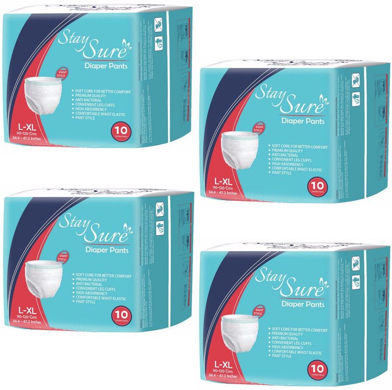 Staysure STAY SURE ADULT DIAPER PANTS/PULL UPS STYLE - L - XL  (4 Pieces)