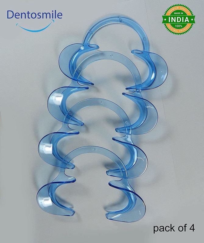 Dentosmile Flexi Premium Cheek / Lip Retractor C-Shape Mouth Opener Size Large (Transparent Blue) / pack of 4 Hand Held Retractor  (Dental)