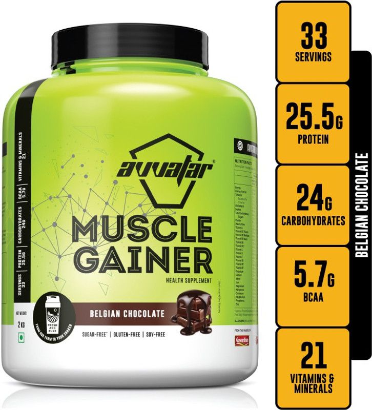 Avvatar Muscle Gainer Belgian Chocolate 2Kg Weight Gainers/Mass Gainers  (2 kg, Belgian Chocolate)