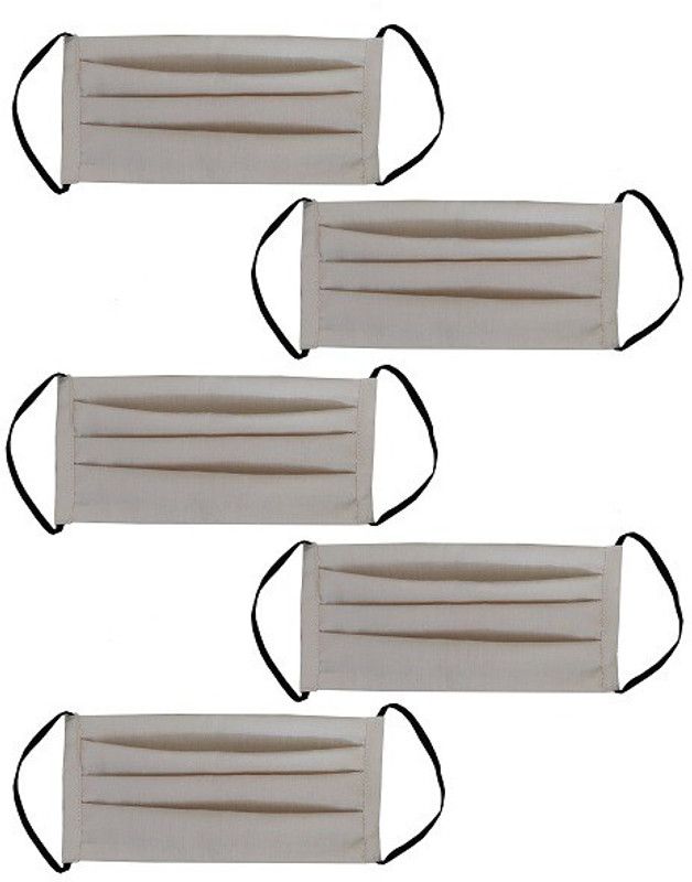 WOOP Face Mask Washable Reusable 100% Pure Cotton Pleated Flat Face Masks Health Protection n Skin Care Unisex Mouth Filter Eco Friendly Facemask, Hand WOOP00047 Water Resistant, Reusable, Washable Cloth Mask  (White, Free Size, Pack of 5)