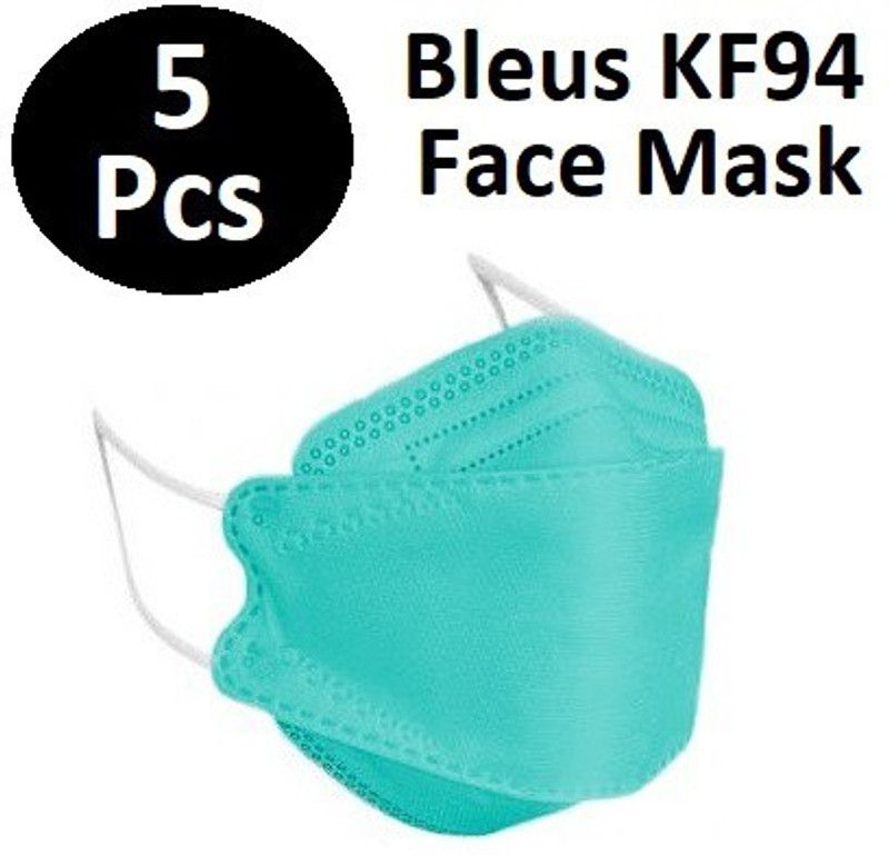 Bleus Certified Premium KF94 Mask Fish Shape 5 Layer Reusable Anti - Pollution , Anti - Virus Breathable Face Mask with Nose Pin BN95GRF Reusable, Washable, Water Resistant  (Green, Free Size, Pack of 5)