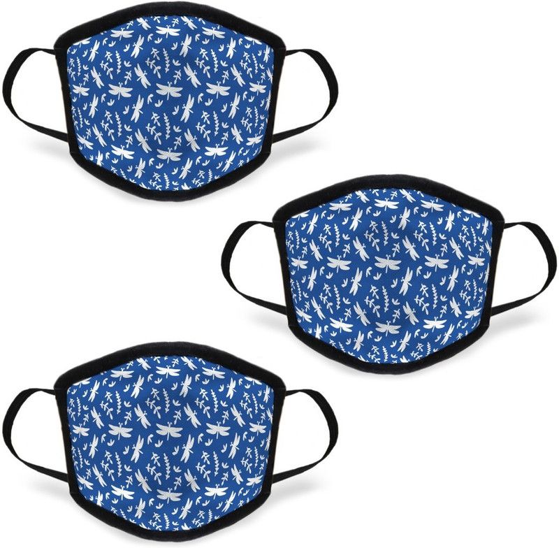 Indigifts PRINTED FASHIONABLE MASK -DMKPMBK03OVMM-RPT20020 Cloth Mask  (Free Size, Pack of 3)