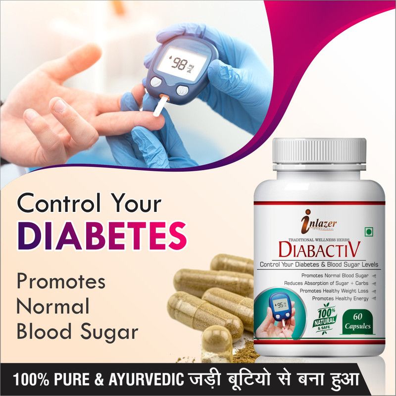 inlazer Diabactive herbal capsules for Powerful blend of natural herbs 100% Pure Ayurvedic  (60 No)