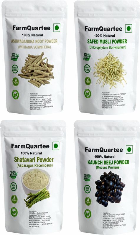 FarmQuartee Ashwagandha, Safed White Musli, Kaunch Seed, Shatavari PowderTestesterone Churna  (4 x 200 g)