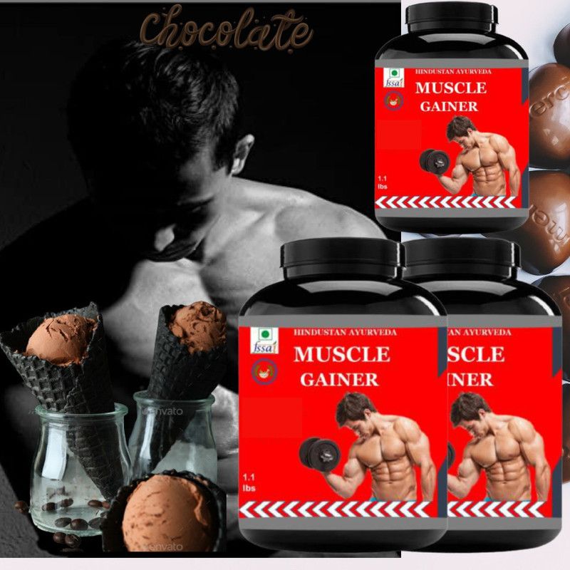Zemaica Healthcare Muscle Gainer, Herbal Supplement, Flavor Chocolate, Pack of 3 Whey Protein  (500 g, Chocolate)