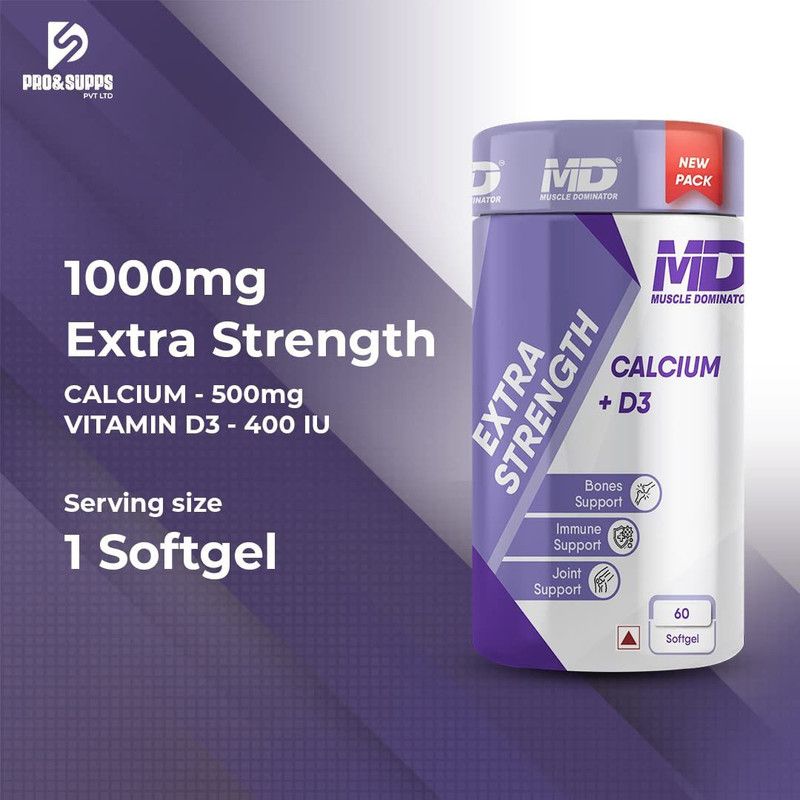 Muscle Dominator Calcium and Vitamin D3 Capsules 1000mg  (1000 mg)