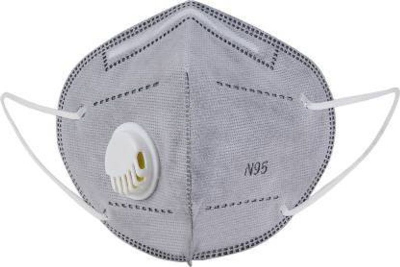 REDHILLS Washable Reusable 5 Layers N95 Plus Coatex Anti-Pollution Anti-Dust Face Mask with Filter Valve Washable Reusable 5 Layers N95 Plus Coatex Anti-Pollution Anti-Dust Face Mask with Filter Valve  (Grey, Free Size, Pack of 10)