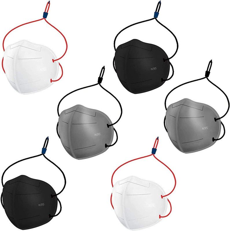 ls N95 MULTI COLOUR PACK OF 6 (FREE SIZE)Washable and Reusable CE, ISO, FDA & WHO-GMP Certified, Special Safety Face Mask, Anti-Bacterial with Five Protective Layers.  (Free Size, Pack of 6)