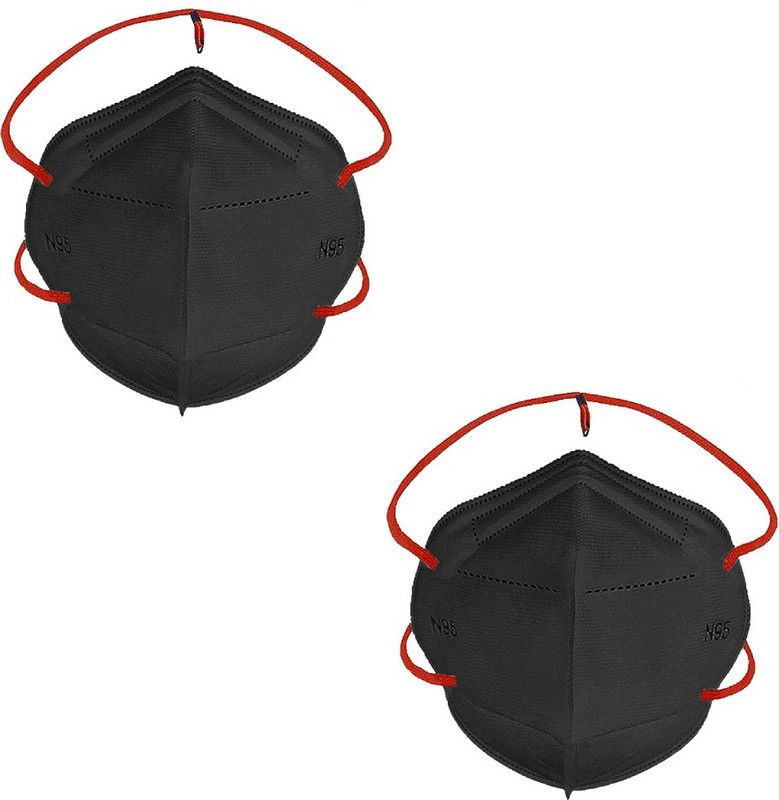 Laxmi synthetics pack of 2, Black, Headloop, N95 Face Mask and Pollution Mask with 5 layer protection Washable, Reusable  (Black, Free Size, Pack of 2)