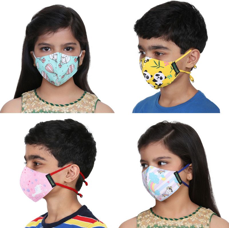 Colormode CM-KM-H010_S Washable, Reusable Cloth Mask  (Multicolor, S, Pack of 4, 3 Ply)