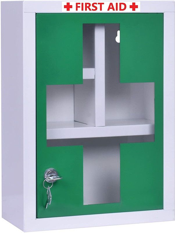 Plantex Platinum Big Size Emergency First Aid Kit Box/Emergency Medical Box/First Aid Box for Home-School-Office/Wall Mountable-Multi Compartments(Cross XL - Green & White) First Aid Kit  (Home, Sports and Fitness, Workplace)