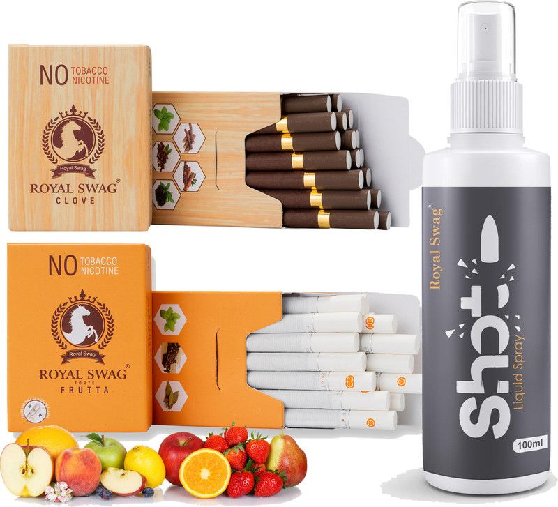 ROYAL SWAG Ayurvedic & Herbal Cigarette, Combo Pack of Frutta and Clove Flavour (40 Stick Each) With Nicotine Free & Tobacco Free Cigarettes With Shot Helps in Quit Smoking - (80 Sticks+1 Shot 100 ML) Smoking Cessations  (Pack of 80)