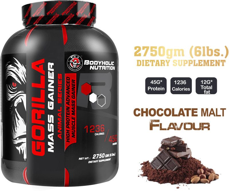 BN BAGRI NUTRITION GORILLA MASS GAINER HIGH PROTEIN ADVANCED MUSCLE MASS GAIN(2750/6LBS) CHOCOLATE Weight Gainers/Mass Gainers  (2750 g, CHOCOLATE)