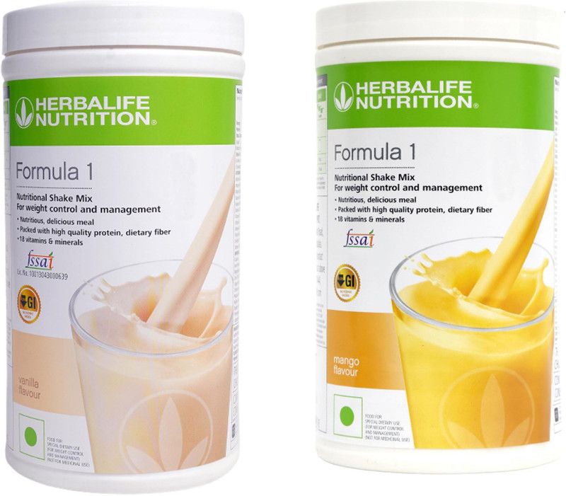 HERBALIFE Formula 1 Shake Mix- Vanilla Flavor & Mango Flavor For Weight Loss Plant-Based Protein  (1000 g, Vanilla, Mango)