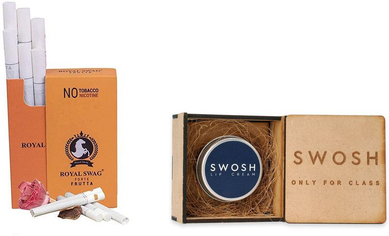 ROYAL SWAG Ayurvedic & Herbal Cigarette Combo Pack of Frutta Flavour Smoke- 10 Stick, SWOSH Lip Cream for Smoker's, Brightening Dark Lips -15 gm Nicotine & Tobacco Free Helps in Quit Smoking- Set Of 2 Smoking Cessations  (Pack of 11)