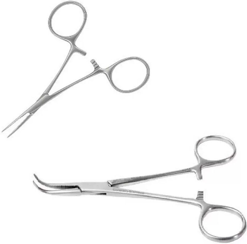 Forgesy Mosquito Artery Forcep 5" Straight And Curved (Set Of 2) Hemostats Forceps