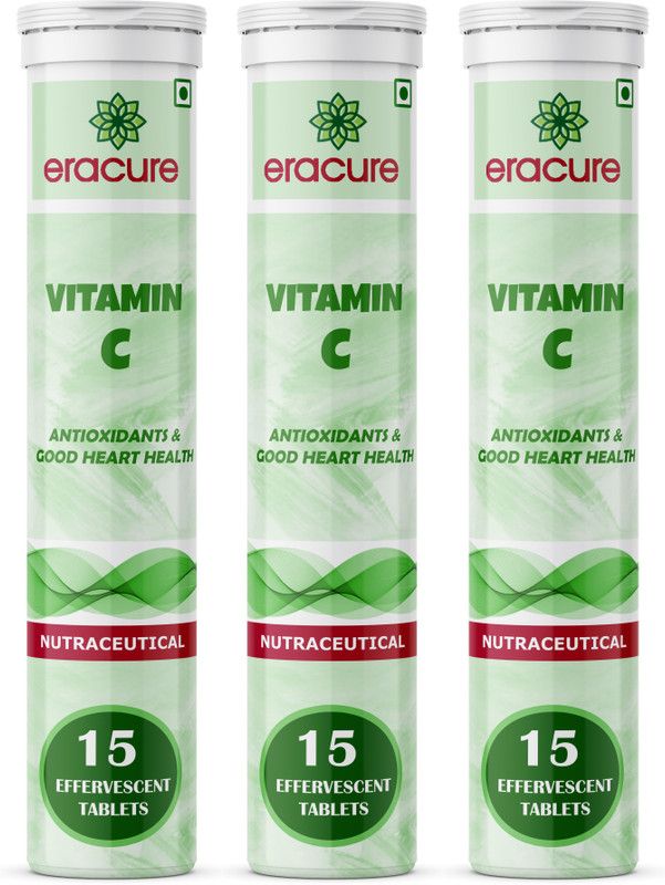EraCure Nutrition Vitamin C & Zinc 45 Effervescent Tablets to Boost Immunity Ultra  (3 x 15 Tablets)