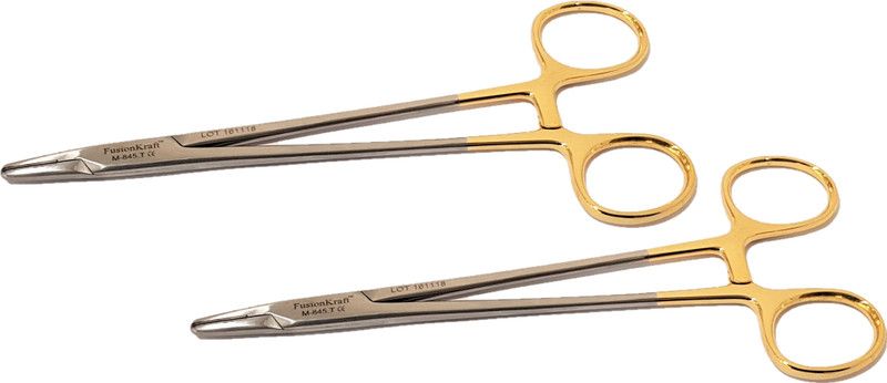 FusionKraft Mayo Hegar Needle Holder, Tungsten Carbide (TC) Jaw Inserts, 7" (Pack of 2) Needle Holders