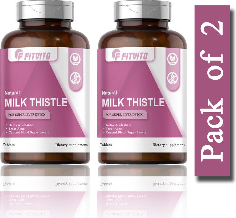 Fitvito Milk thistle for liver support and liver detox Tablets (G212)  (2 x 60 Tablets)