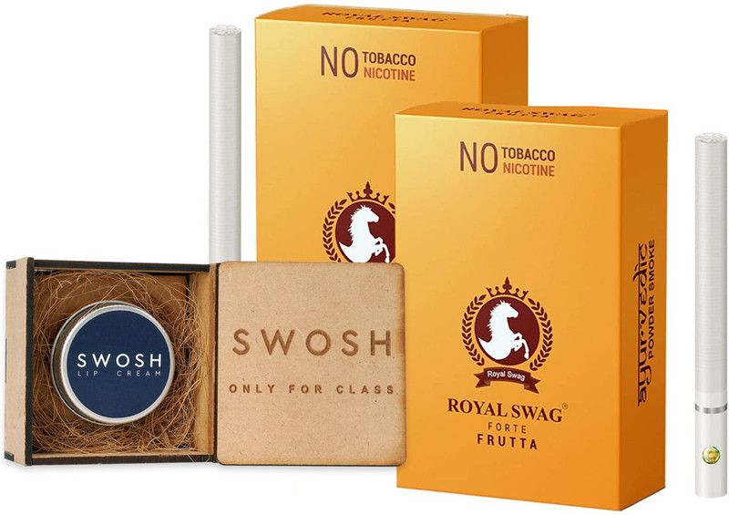ROYAL SWAG Ayurvedic & Herbal Cigarette Combo Pack of Frutta Flavour Smoke (20 Stick), SWOSH Lip Cream for Smoker's, Brightening Dark Lips 15 gm, Nicotine & Tobacco Free Help in Quit Smoking- Set Of 2 Smoking Cessations  (Pack of 21)