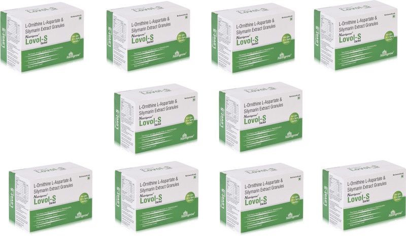 NUTRIGROW Lovol-S Sachet (10 Box)/ L-Ornithine, L-Aspartate & Silymarin Ext/Liver Care  (10 x 50 g)