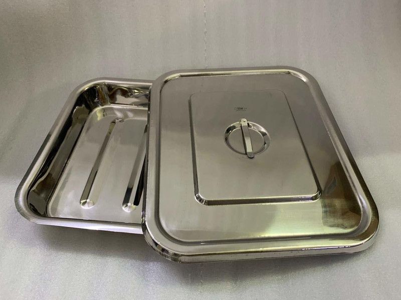 alis Instrument Tray With Lid 10 inch x 12 inch 2 pcs set Reusable Medical Tray