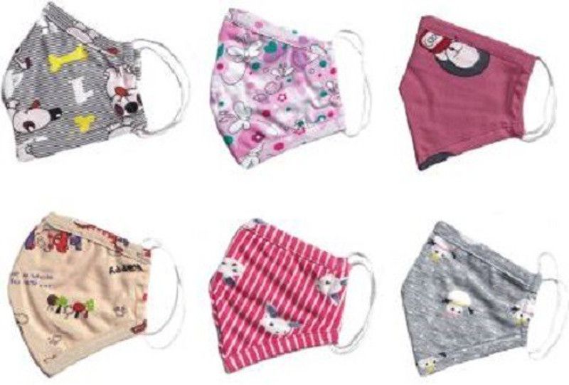 KRITAM Washable and reusable Combo_Pack_kids_mask-6 Reusable, Washable Cloth Mask ut54345 Cloth Mask  (Multicolor, S, Pack of 6)