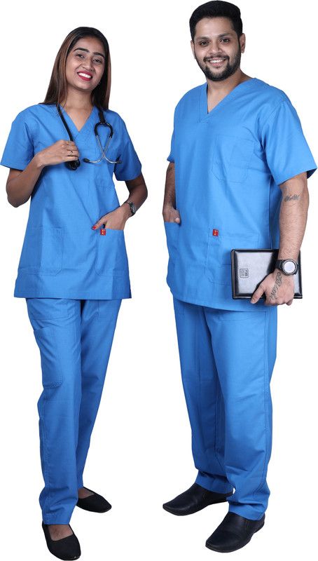 FRENCH TERRAIN FTSSPV-B6-6P-SKB-M Shirt, Pant Hospital Scrub  (Sky Blue M)