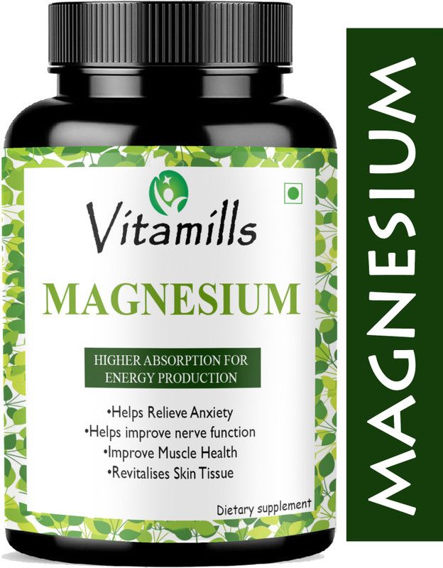 Vitamills Chelated Magnesium Glycinate Citrate Oxide Supplement(Natural)  (30 Capsules)