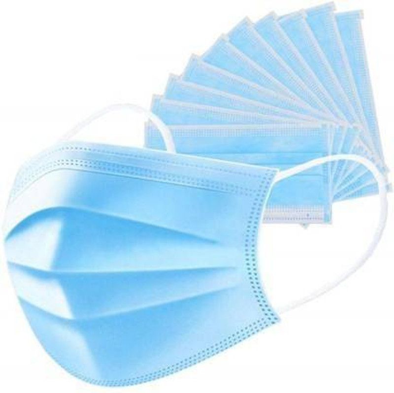 Fineplus 3 Ply nose mask 3 Layer Disposable 100 Pieces Non-Woven Fabric surgical mask Surgical Mask  (Blue, Free Size, Pack of 100, 3 Ply)