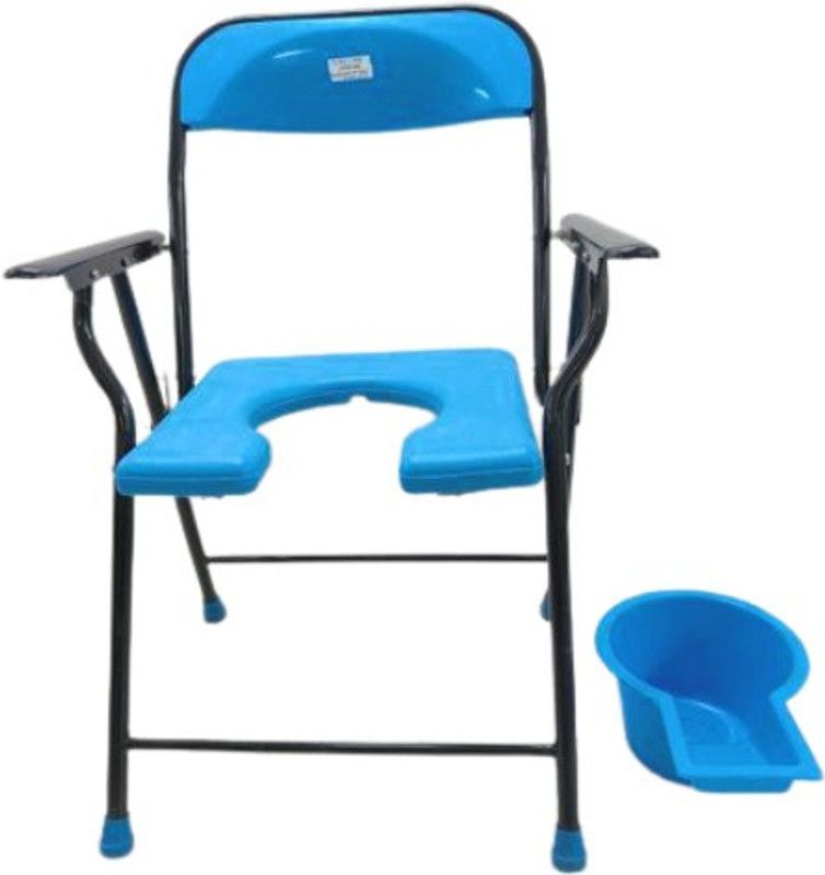 Fidelis Healthcare Premium Commode Chair With Pot Seat Comfortable Safe Indian Toilet Anti-Skid Commode Chair  (Blue)