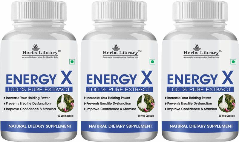 Herbs Library 100% Herbal Energy X for Drive, Stamina, Power & Timing for Men(3x60 Capsules)  (3 x 60 Capsules)
