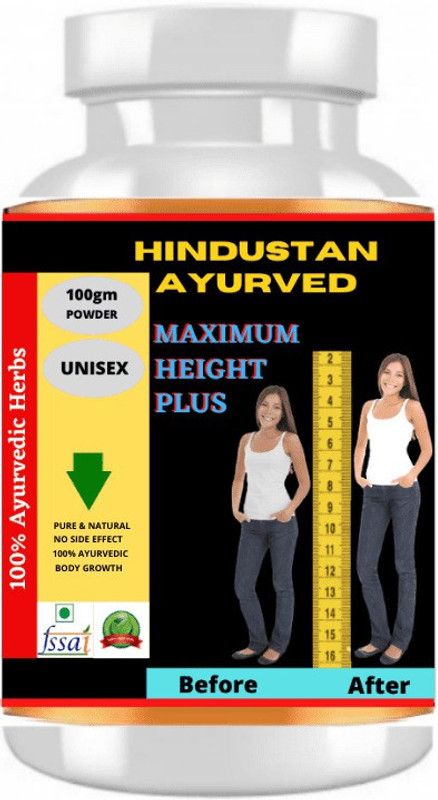 Hindustan Ayurved MAXIMUM HEIGHT PLUS, Height Increase Medicine for HIGH HEIGHT 100gm Powder(Pack-1) Protein Bars  (100 g, PLANE)