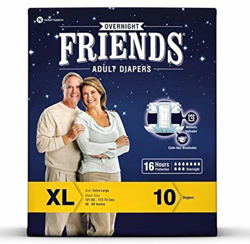 Noble Hygiene Friends Overnight Adult Diapers Extra Large Size,(Pack Of 3) Waist 48 Inch-68 Inch, Upto 16 Hrs Protection Adult Diapers - XL  (30 Pieces)